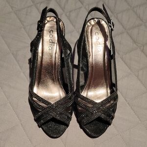 Black Elegant Strappy Women's Heels